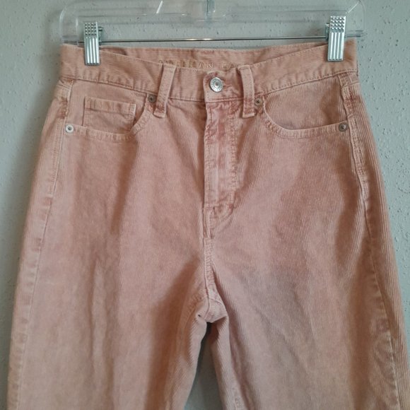 American Eagle Outfitters Mom Jean High Waist Corduroy Jeans Blush Pink Size 0 - Picture 2 of 10